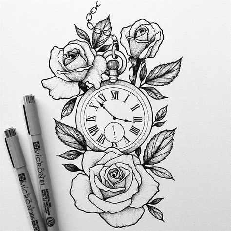 Tattoo Rose, Compass Design, Watch Tattoos, Wallpaper Disney, Rose Tattoo Design, Tattoo Sketch, Diy Tattoo, Memorial Tattoos, Draw Sketch