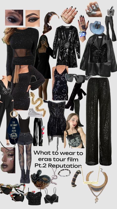 Reputation outfit idea to movie or concert #erastour #erastourfilm #ts Fall Cocktail Party Outfit, Taylor Swift Reputation Era Outfits, Gig Outfit, Taylor Swift Costume, Fashion Show Themes, Era Tour, Cocktail Party Outfit, Taylor Outfits, Taylor Swift Tour Outfits