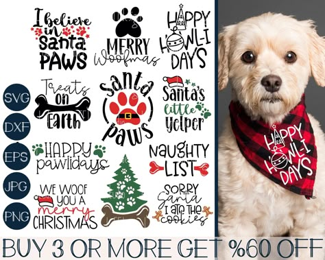 Funny Dog Christmas Bandanas, Christmas Bandanas For Dogs, Dog Bandana Svg, Dog Merch, Reindeer Pet, Bandana Svg, Paw Print Svg, Merry Woofmas, Christmas Dog Bandana