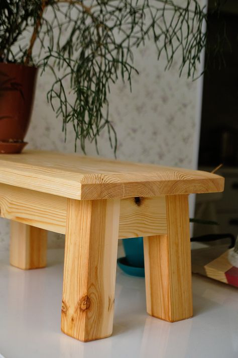 This video will tell how to make a small wooden bench diy ♦MAY DIY♦ Wooden Garden Benches Diy, Small Stools Wood, Table Legs Ideas Wooden Diy, Footstool Ideas, Wooden Bench Diy, Small Bench Seat, Homemade Bench, Small Wooden Bench, Make A Bench