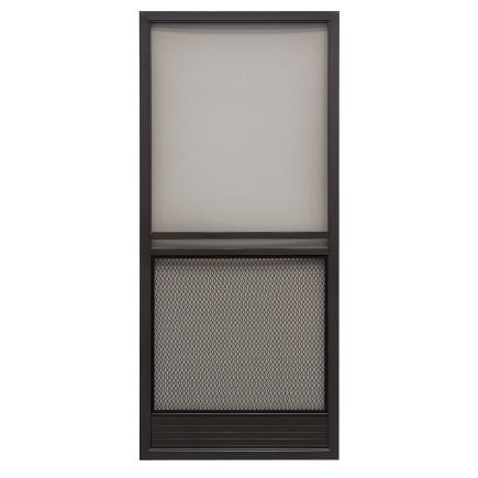 Superior Products Corp® Capri Series 36in Formed Aluminum Screen Door in Bronze (3230BZ2868) - Ace Hardware Steel Screen Door, Metal Screen Doors, Aluminum Screen Doors, Screen Door Hardware, Drill Jig, Steel Screen, Security Screen Door, Aluminum Screen, Stained Doors