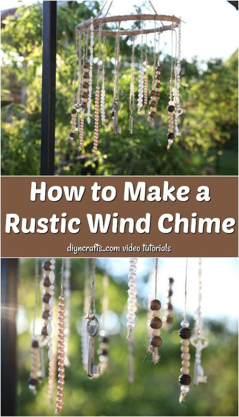 How to Make a Rustic Wind Chime Making Wind Chimes How To, Wind Chimes Diy Homemade, Rain Chimes Diy, Making A Wind Chime, Making Wind Chimes Ideas, Beaded Windchimes Diy, Macrame Wind Chime, Windchimes Diy How To Make, How To Make Wind Chimes Diy