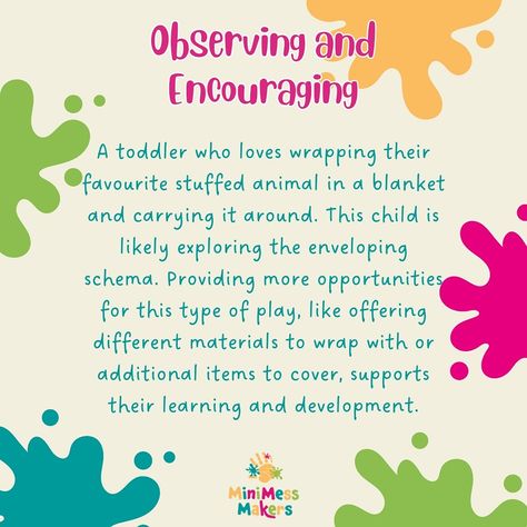 Enveloping! Does your little one favour hiding under the table? Or like to wrap up their dolls? Maybe they enjoy the Enveloping schema. #sensoryandmessyplay #toddlerclassescornwall #babygroupcornwall #edibleplay #minimessmakers #myminimessmaker #messyplaycornwall ##schemasofplay Play Schemas, Ece Teacher, Learning Stories Examples, Early Childhood Education Resources, Sensory Input, Learning Stories, Early Childhood Learning, Playbased Learning, Toddler Stuff