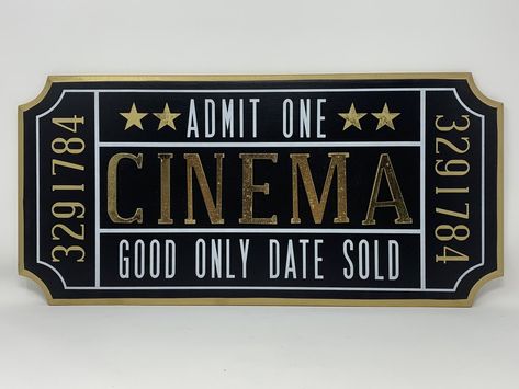 Ticket Cinema, Cinema Decor, Movie Room Decor, Cinema Design, Movie Ticket, Movie Decor, Wall Decor Hobby Lobby, Cinema Ticket, Cinema Movie