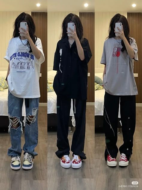 Streetwear Fashion Women Feminine, Asian Street Wear Female, Fem Masculine Outfits Casual, Girl Masculine Outfits, Female Masculine Outfits, Txt Inspired Outfits, Fem Masculine Outfits, Masculine Female Outfits, Masculine Girl Outfits