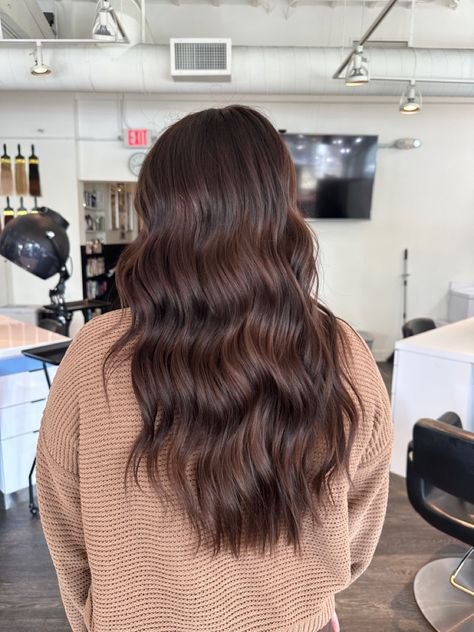 Rich Hazelnut Hair Color, Brunette Brown Balayage Hair, Dark Chocolate Brown Hair Dimension, Dark Honey Brunette Hair, Espresso Dark Brown Hair, Dark Medium Brown Hair, Toasted Hazelnut Hair Color, Brunette Thick Hair Haircuts, Dark Hazelnut Hair Color Brown