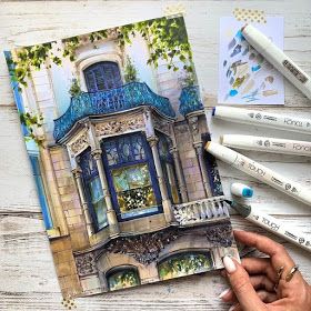 Balcony detailing by K. Brovka Katerina Brovka, Architecture Drawing Presentation, Architecture Drawing Sketchbooks, Copic Marker Art, Architecture Drawing Plan, Watercolor Architecture, Architecture Design Sketch, Architecture Drawing Art, Architectural Drawings