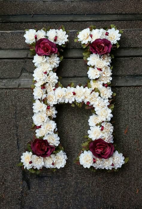 Letter H floral, pop of burgundy backdrop, wall decor, wall art Wallpaper Alphabet, Burgundy Backdrop, Pop Decor, H Letter Images, Flowers Letters, H Alphabet, I Miss You Wallpaper, Sakura Tattoo, H Letter