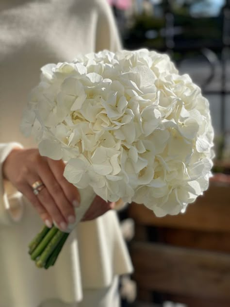 Classic Modern Wedding Florals, Bridal Bouquet Hydrangea And Peonies, Bridal Flowers Hydrangea, Simple Classic Wedding Bouquet, Hydrangea White Wedding, Bouquet Hydrangea White, Timeless Wedding Head Table, White Peony Bouquet Wedding Hydrangeas, Wedding Bouquets Bride 2023