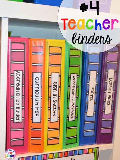 Teacher/paperwork binder hack plus 14 more classroom organization hacks to make teaching easier that every preschool, pre-k, kindergarten, and elementary teacher should know. FREE theme box labels too! Preschool Teacher Binder Organization, Teacher Organization Preschool, Preschool Teacher Binder, Organizing Binders, Teacher Organization Binders, Prek Teacher Organization, Preschool Office Organization, Classroom Paperwork Organization, Organization Classroom