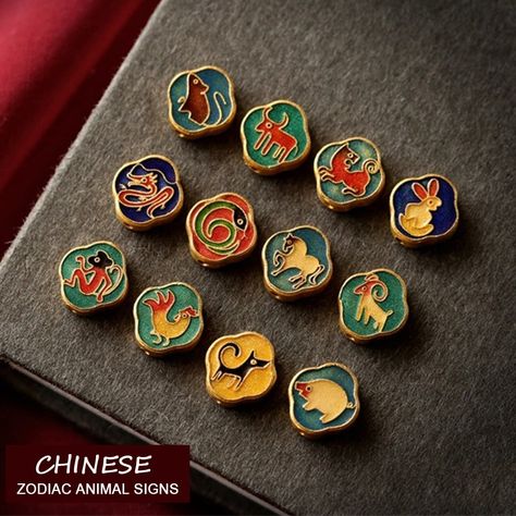 Symbolic Animals, Chinese Lunar Calendar, Animal Zodiac, Chinese Astrology, Chinese Zodiac Signs, Snake Chain Bracelets, Pet Signs, Focal Beads, Luck Charm