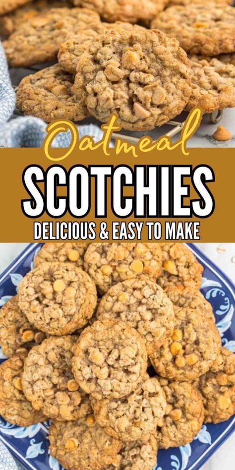 Oatmeal Scotchies Butterscotch Oatmeal Cookies Chewy, Nestle Oatmeal Scotchies Cookies, Oatmeal Scotties Cookies, Oatmeal Butterscotch Cookie Bars, Scotties Cookies, Oatmeal Scotchies Bars, Oatmeal Scotchies Cookies Recipes, Scottie Cookies, Butterscotch Oatmeal Bars