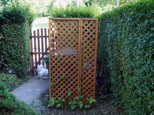 Trellis screen hides what you would rather not see in the garden Trellis Screen, Trellis Fence, Diy Garden Trellis, Portable Garden, Bin Storage, Runner Beans, Diy Trellis, Bin Store, Garden Screening