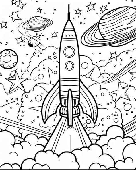 Rocket Colouring Page, Rocket Coloring Page, Rocket Drawing For Kids, Travel Coloring Pages, Space Colouring, Rocket Coloring, Space Coloring Sheet, Minion Coloring Pages, Tumblr Coloring Pages