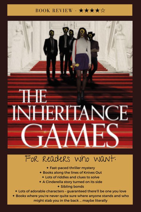 The Inheritance Games is basically a Knives Out for a YA audience, with a compelling mystery filled with puzzles, complicated characters you’ll love, and plenty of twists and action! The Inheritance Games Book, Hawthorne Brothers, Hawthorne Legacy, Avery Grambs, Jennifer Lynn Barnes, Strange Family, The Inheritance Games, We Were Liars, Inheritance Games