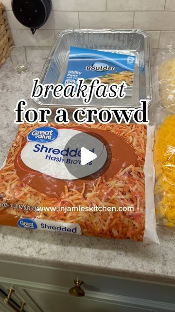 Jamie Fielding on Instagram: "Comment GRAVY and I’ll send you the recipe for the Biscuits and Gravy Casserole. 

It was our day to make breakfast at the family reunion so this is how we did breakfast for a crowd to make it easy.  I started at home because I think it’s so much easier to cook in my own kitchen.  Once we arrived at the house, we assembled the casseroles and put them in the fridge.  This morning all I had to do was pop the casseroles in the oven.  I added some yogurt and fruit and breakfast was done! 

#breakfastcasserole #breakfastrecipe #casserolerecipe #casserolewitheggs" Breakfast Casserole For Large Crowd, Easy Breakfast To Feed A Crowd, Contential Breakfast Buffet, Large Crowd Breakfast Ideas, Breakfast For Big Groups, Breakfast In Bethlehem Ideas, Biscuits And Gravy For A Crowd, Big Family Breakfast Ideas, Breakfast For A Crowd Large Families