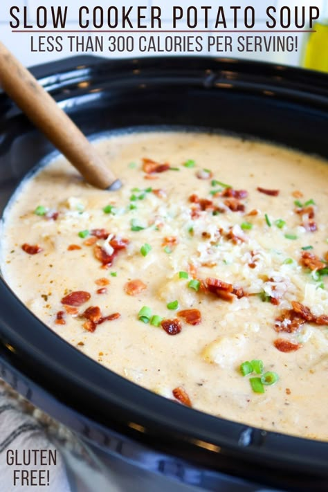 Healthy Cream Of Potato Soup, Potato Soup Crock Pot Heavy Cream, Potato Bacon Cheese Soup Crock Pot, Soup Sunday Crock Pot, Healthy Potato Bacon Soup, Yukon Gold Potato Soup Crock Pot, Potato Soup Crock Pot Gluten Free, Crockpot Potato Soup Yukon Gold, Simple Crock Pot Soup Recipes