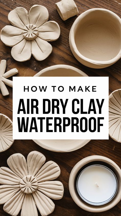 How to Make Air Dry Clay Waterproof Salt Clay Ideas, How To Make Clay Decorations, Diy Air Drying Clay, Dry Clay Ideas Diy Crafts, Self Hardening Clay Projects, Easy Things To Do With Clay, Easy Air Dry Clay Crafts For Kids, Quick Pottery Projects, Clay Kids Ideas