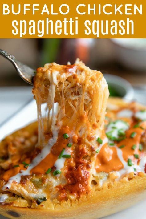 Buffalo Chicken Spaghetti, Creamy Tomato Pasta Sauce, Buffalo Chicken Spaghetti Squash, Cheesy Buffalo Chicken, Gluten Free Pasta Dishes, Healthy Squash Recipes, Spaghetti Squash Recipe, Creamy Tomato Pasta, Shredded Chicken Tacos