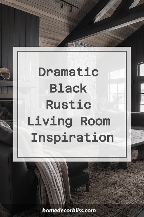 Discover the perfect blend of drama and rustic charm with this stunning black-themed living room inspiration. Embrace bold, dark hues highlighted by natural textures for a striking yet cozy look that's sure to impress guests. Elevate your space with elegant decor and furniture pieces that create a unique atmosphere of sophistication and warmth. Whether you're a fan of modern design or traditional style, this inspiration will guide you in transforming your living room into a captivating masterpie Sophisticated Living Room Ideas, Black Rustic Living Room, Dark Rustic Living Room, Masculine Modern Living Room, Dark Grey Walls Living Room, Masculine Decor Apartment, Dark Living Room Ideas, Dark Furniture Living Room, Farmhouse Color Scheme