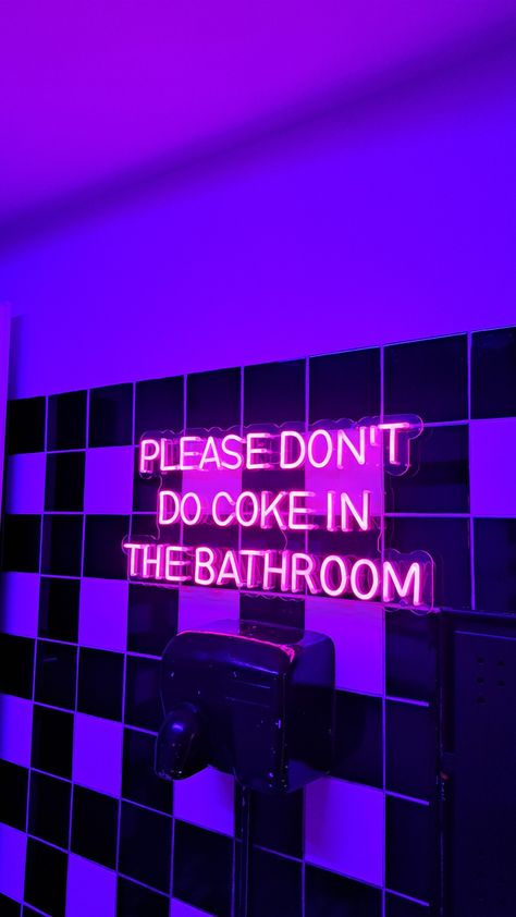 Led purple sign Purple Euphoria Aesthetic, Bathroom Purple, Euphoria Vibes, Wallpaper Bathroom, Dark Purple Wallpaper, Purple Bathrooms, Game Room Bar, Neon Wall Signs, Purple Vibe