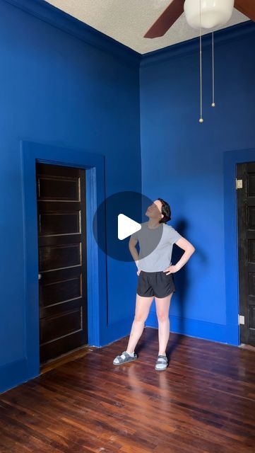 Renee Bruner | solo diy home renovation 💪🏼 on Instagram: "#sponsored And the @valsparpaint 2025 Color of the Year is… Encore 8002-45G! 💙   I love how this color morphs throughout the day. In direct sunlight, it’s a bright sapphire and in the shade it’s a deep rich true blue. Plus, it’s my dad’s favorite color! Perfect for my parents’ bedroom 🥰  Now, I’d love your thoughts… I definitely want to ditch the popcorn ceiling, but then do you think I should also paint it blue and do the bottom trim white (like in my living room)? Or drench the whole room in blue? I can’t decide!  PS: You can find Valspar’s 2025 Color of the Year Encore 8002-45G at your local Lowe’s! I used and loved their premium Valspar Reserve line for this project." Valspar Blue Paint Colors, Valspar Blue, Parents Bedroom, Popcorn Ceiling, Blue Paint Colors, My Living Room, Perfect For Me, True Blue, My Parents