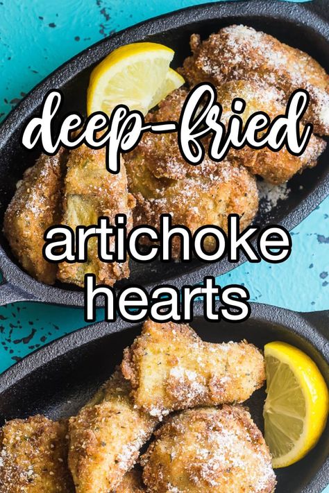 Deep-Fried Artichoke Hearts - Deep-fried artichoke hearts are a delicious appetizer that is perfect for any party or gathering. They are easy to make and can be served alone or with a variety of dipping sauces. | CDKitchen.com Deep Fried Artichoke Hearts Appetizers, Deep Fried Artichoke Hearts, Artichoke Hearts Recipe, Fried Artichoke Hearts, Fried Artichokes, Artichoke Heart Recipes, Fried Artichoke, Baked Artichoke, Canned Artichoke Hearts