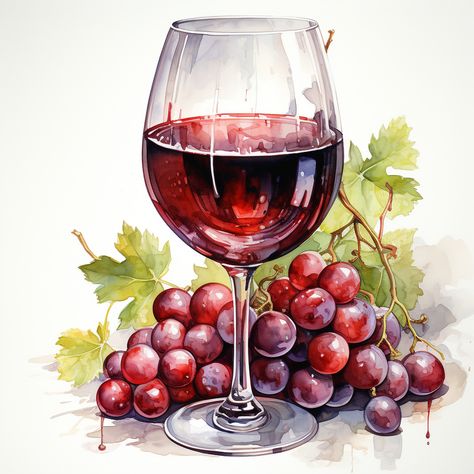 Wine Picture, Wine Drawing, Wine Glass Images, Wine Clipart, Food Watercolor, Decorate Notebooks, Wine Painting, Wine Glass Art, Personalized Greeting Cards