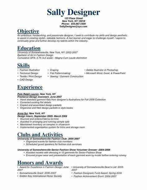 Resume For Fashion Designer, Fashion Stylist Resume, Fashion Designer Resume, Career Objectives For Resume, Fashion Resume, Career Objective, Fashion Design Jobs, Designer Resume, Resume Objective Examples