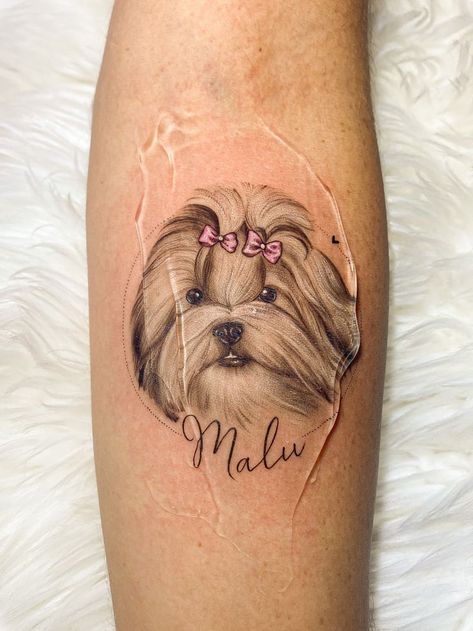 Pet Portrait Tattoos, Swan Drawing, Shitzu Dogs, Dog Memorial Tattoos, Portrait Tattoos, Different Artists, Memorial Tattoos, Skull Tattoos, Dog Tattoos