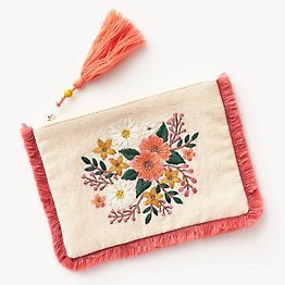 Embroidery Zipper Pouch, Embroidered Gifts Ideas, Embroidery Articles, Embroidered Bouquet, Embroidery Pouch, Hand Embroidered Gifts, Embroidered Accessories, Embroidered Pouch, Embroidery Accessories