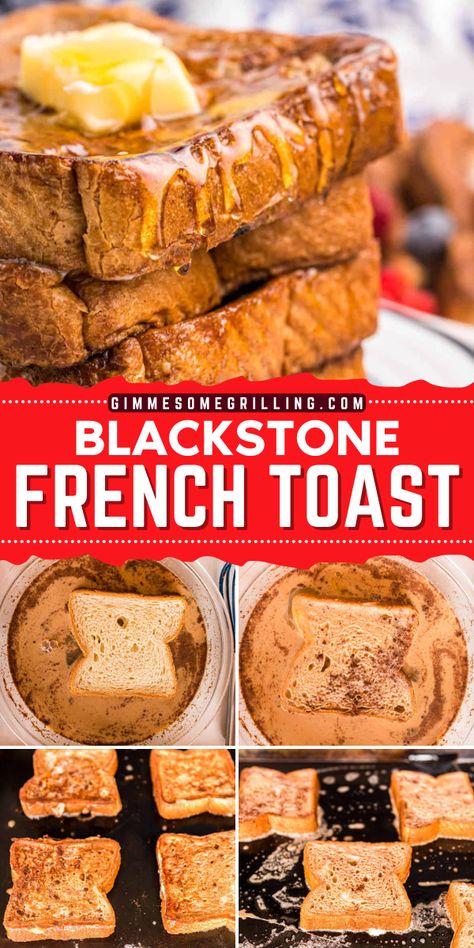 Add this Blackstone french toast recipe to your brunch party menu! It is easy and makes a delicious meal for your family and guests. This french toast on the Blackstone is a must-try. Include this in your Christmas brunch menu ideas! Blackstone French Toast Recipes, French Toast Recipe Blackstone, Blackstone Grill Recipes For Camping, Black Stone Sandwiches, Blackstone Hot Dogs, Things To Cook On The Blackstone, Breakfast Blackstone Griddle Recipes, Blackstone Cooking Ideas, Blackstone Breakfast Tacos