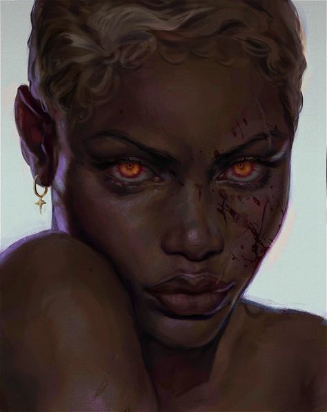 Black Vampire, Vampire The Masquerade, World Of Darkness, Red Eyes, Black Women Art, Dnd Characters, Character Inspo, Character Portraits, Character Ideas