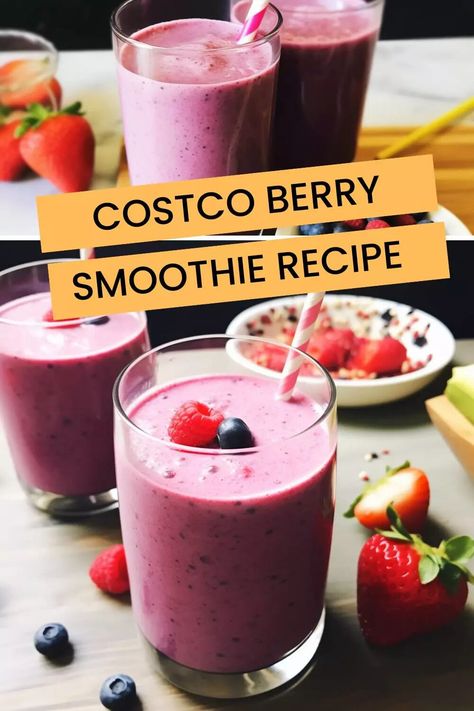 Costco Berry Smoothie Recipe – Hungarian Chef Costco Smoothie Recipe, Frozen Fruit Smoothie Recipes, Frozen Berry Smoothie, Smoothie King Recipes, Costco Snacks, Triple Berry Smoothie, Greek Yogurt Smoothie, Frozen Fruit Smoothie, Mixed Berry Smoothie