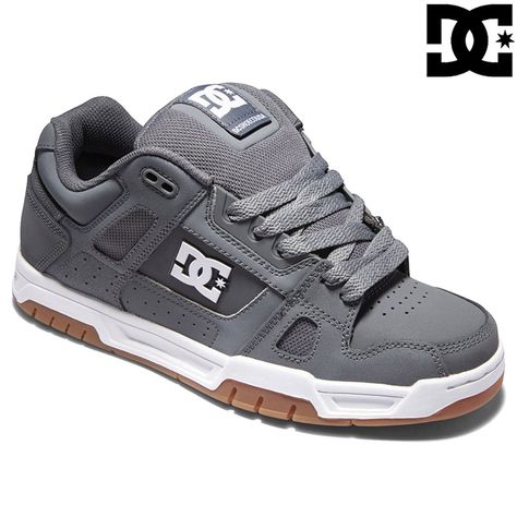 New in! https://www.mastershoe.co.uk/dc-men-s-stag-skate-shoes-grey-gum Dc Skate Shoes, Dc Shoes Men, Stylish Logo, Skate Style, Trainers Fashion, Skate Shoe, Famous Footwear, Shoe Carnival, Dc Shoes