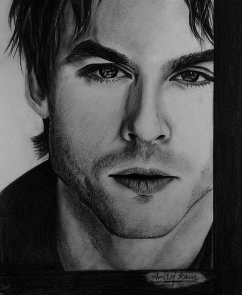 Ian Somerhalder Sketch, Tvd Sketches, Damon Sketch, Damon Salvatore Sketch, Damon Salvatore Art, Ian Somerhalder Drawings, Damon Salvatore Drawing, The Vampire Diaries Drawings, Vampire Diaries Drawings