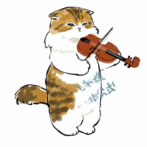 Cat Playing Violin Drawing, Music Cat Drawing, Violin Wallpaper, Violin Drawing, Sand Cat, Kitten Drawing, Cute Cat Drawing, Cat Doodle, Pottery Painting Designs