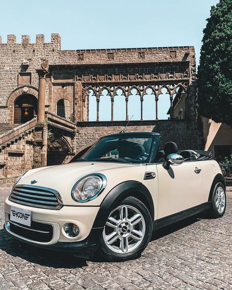 Medium Sized Cars, Beige Mini Cooper, Cream Mini Cooper, White Mini Cooper, Mini Cooper Cabrio, Mini Cabrio, Mini Cooper Convertible, First Cars, Mini Convertible