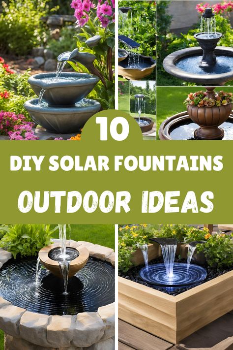 Discover 10 DIY solar fountains outdoor ideas to elevate your backyard with eco-friendly charm! 🌞💧 #DIYSolarFountains #OutdoorDecor #GardenDIY Diy Outdoor Solar Fountain Ideas, How To Make An Outdoor Fountain, Diy Patio Fountain Ideas, Easy Fountain Ideas, Diy Backyard Fountain, Diy Fountains Backyard Simple, Diy Garden Fountains Outdoor, Solar Fountains Outdoor Diy, Solar Fountains Outdoor