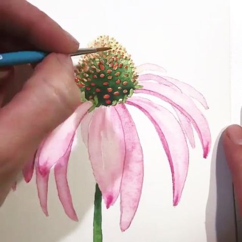 Artist @tracylizottestudios )) .............… Layered Watercolor Flowers, Gerbera Watercolor, Watercolor Orchids Painting, Orchids Painting Watercolors, Nail Art Fleur, Ink Drawings, Watercolor Fuschia Flowers, Watercolor Flower, Trendy Flowers