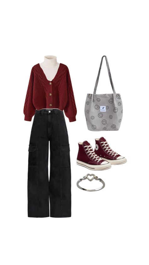 Maroon Converse Outfit, Blue Converse Outfit, Platform Converse Outfits, Converse Maroon, Trendy Converse, Flannel Outfits Aesthetic, Maroon Converse, Maroon Outfit, Adidas Samba Outfit