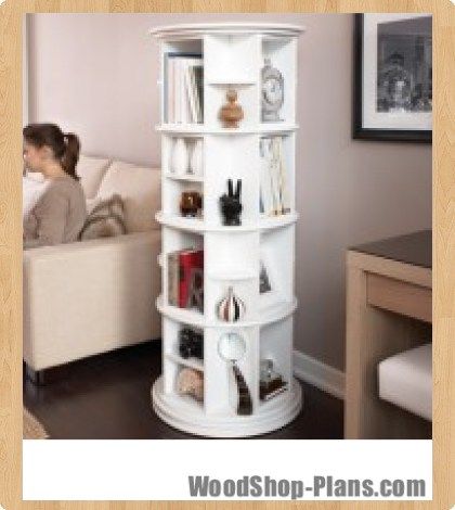 Revolving Bookcase Diy, Rotating Storage Unit, Rotating Book Shelf, Rotating Bookshelf Plans, Rotating Shelves, Rotating Bookcase, Bookcase Woodworking Plans, Woodworking Plans Toys, Bookcase Plans