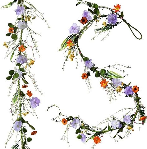 Amazon.com: LVLFOR 2PCS Artificial Daisy Garland, Artificial Wildflower Garland, 6FT Faux Flower Hanging Vine, Purple Flowers Ivy, Spring Garland with Eucalyptus Boston Fern Vine for Sign Board Party Home Decor : Home & Kitchen Wildflower Party Theme, Wild Flower Decor, Wildflower Garland, Wildflower Decorations, Wildflower Birthday Party, Wildflower Baby Shower Decorations, Daisy Garland, Wildflower Party, Flower Props