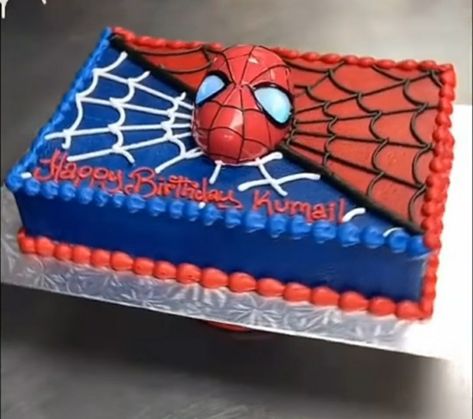 Spiderman Sheet Cake, Pastel Rectangular, Spiderman Theme, Spiderman Cake, Sheet Cakes, Cake Decorating Designs, Boys Birthday, 6th Birthday, Sheet Cake