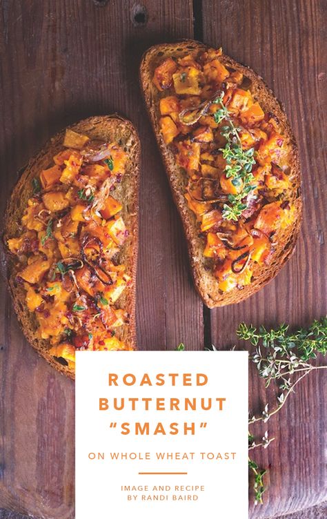 Vegetarian butternut squash toast recipe Butternut Squash Toast, Squash Toast, Sourdough Toast, Good Carbs, Roasted Butternut Squash, Roasted Butternut, Toast Recipes, Simple Green, Whole Wheat