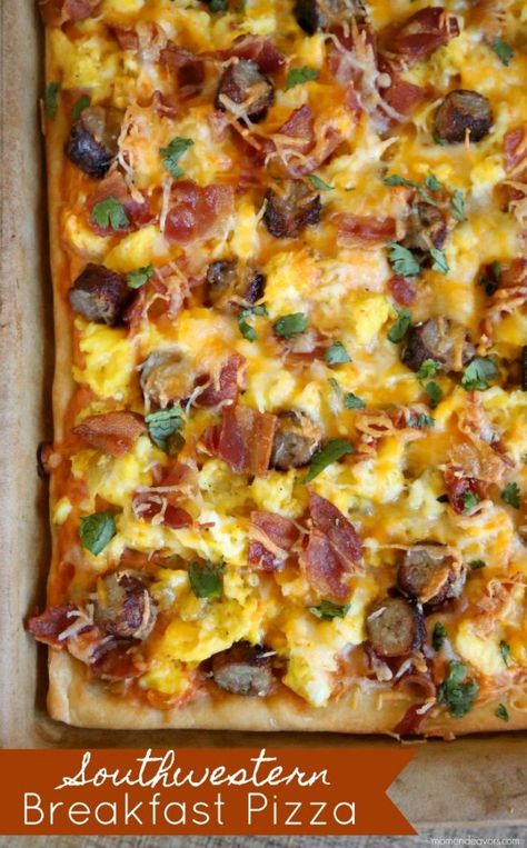 Southwestern Breakfast Pizza Breakfast Pizza Sauce, Southwest Breakfast, Homemade Dough Recipe, Cake Mom, Menu Sarapan Sehat, Breakfast Pizza Recipe, Breakfast Crockpot Recipes, Ideas For Breakfast, Oreo Balls