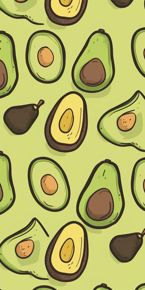 Avocado Cartoon Wallpaper, Avocado Wallpaper Aesthetic Iphone, Avocado Animation, Avocado Background, Avocado Green Wallpaper, Avocado Print, Avocado Wallpaper, Cute Fruit Wallpapers, Brown And Green Wallpaper