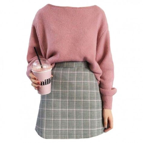 Polyvore moodboard filler pink grey outfit #skirt #plaid #skirt Pink Outfits Polyvore, Outfits Polyvore Classy, Pink Grey Outfit, Pink Polyvore, Png Fillers, Pink Sweater Outfit, Polyvore Casual, Polyvore Png, Outfit Png