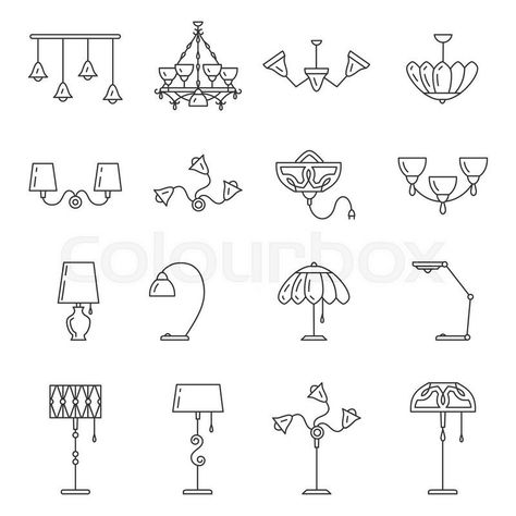 Lamp Doodle, Lamp Vector, Banner Doodle, Lamp Tattoo, Wall Drawings, Drawing Furniture, Bunny Wallpaper, Basic Drawing, Line Illustration