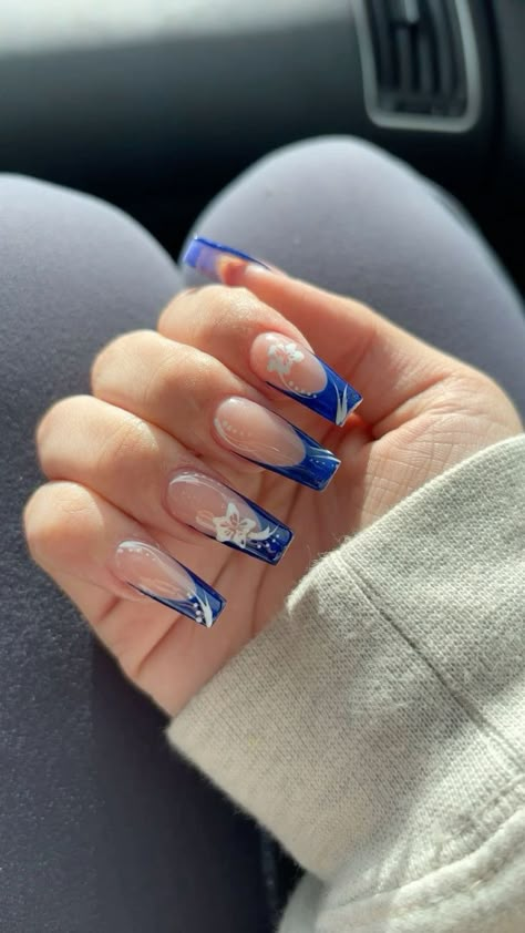 Pink Acrylic Nails French, Acrylic Nails French Tip, Acrylic Nails French, Coquette Blue, Nails French Tip, Pastel Nails Designs, Baby Blue Nails, Valentine Nails, Blue Acrylic Nails